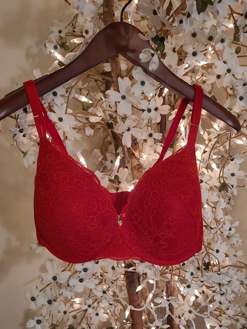 Vibrant Red Lace Bra